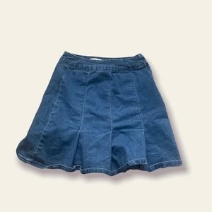 mini pleated jean skirt